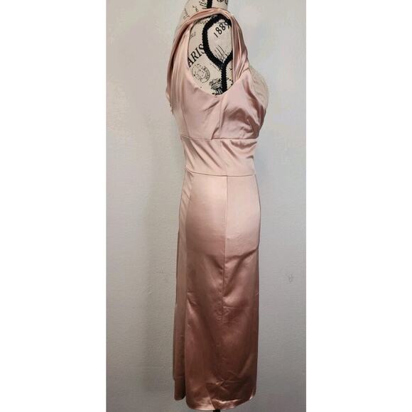 Diva Corsets Bodycon Midi Dress Sz Small Satin Blush Lace Trim Regencycore Fairy - Picture 5 of 10